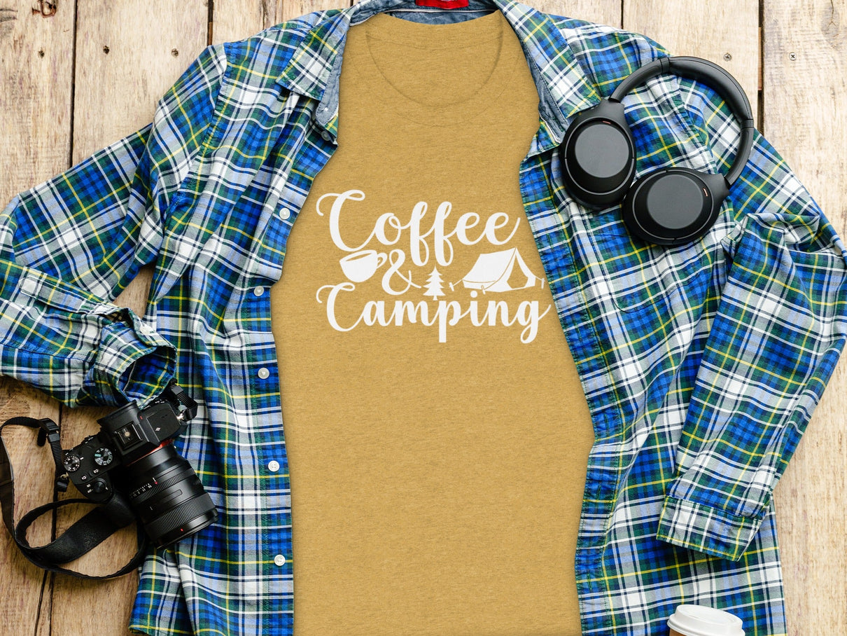 Coffee and Camping Graphic Design Great Outdoors T-Shirt