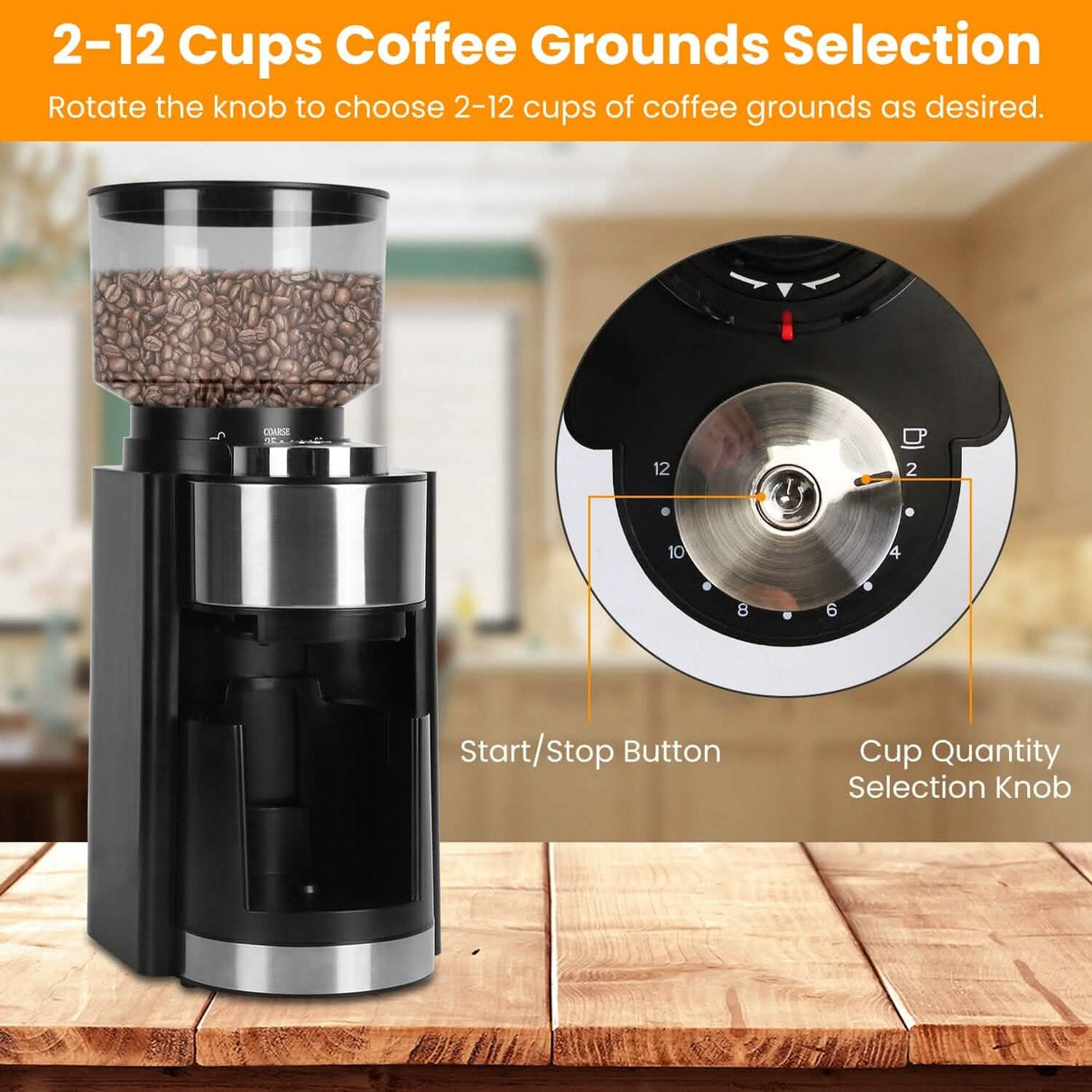 Conical Bur Coffee Bean Electric Grinder with 25 Grind Settings