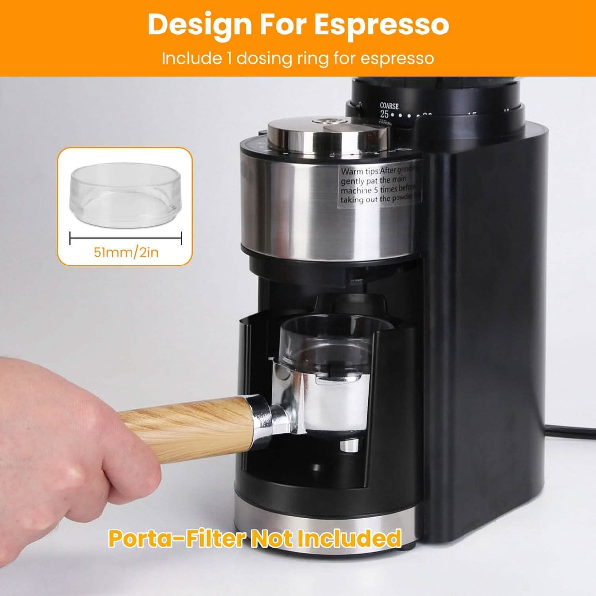 Conical Bur Coffee Bean Electric Grinder with 25 Grind Settings